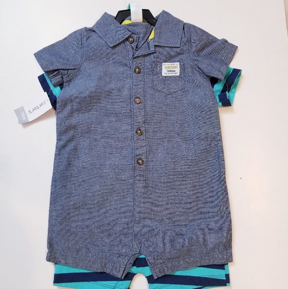 Carter's baby boys 2 piece romper - Picture 2 of 4